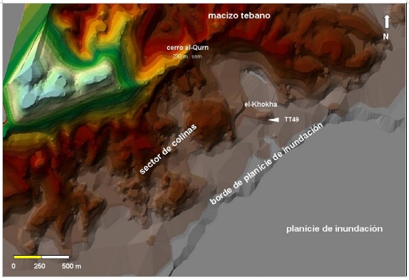 Emplazamiento de TT49 en la colina de el-Khokha, Tebas occidental,  Egipto.